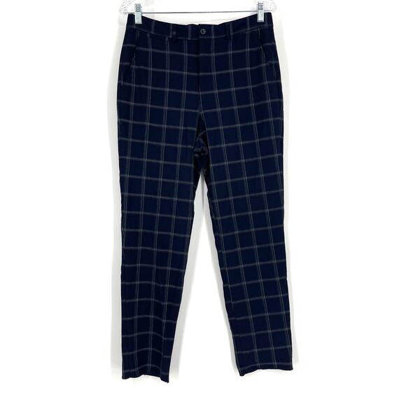Zara Blue Plaid Wide Leg Trousers Size 30 High Waisted - Picture 10 of 10